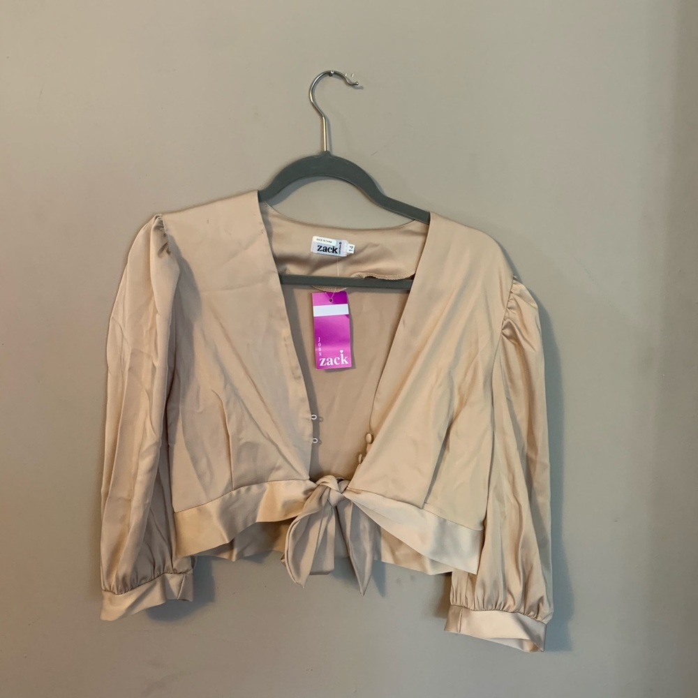 ASOS Tan Nude Cream Tie Blouse Top